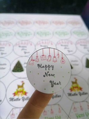 Empressco Çok Renkli Yılbaşı Temalı Yapışkanlı Sticker Seti
