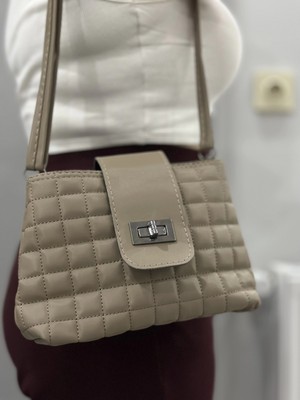 Kapaklı Kapitone Vizon Cilt Çanta