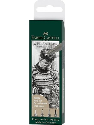 AyrStore Faber-Castell Pitt Artist Pen Çizim Kalemi Seti, 4’lü (S, F, M, B Uç), Suya ve Solmaya Dayanıklı