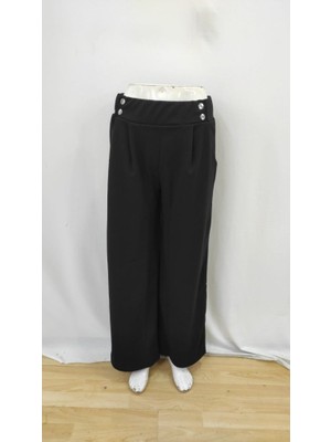 Pusula Sepeti Kadın Beli Lastikli Düğmeli Ithal Krep Pantolon