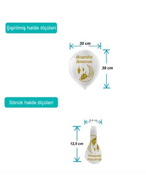 Empressco Renkli Balon Seti, 100'LÜ, Metalik Baskılı, Ramazan Temalı, Eğlenceli ve Şık Doğum Günü Süsü