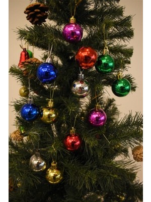 Empressco Renkli Yılbaşı Çam Süsü Seti, 4 Cm, 24'lü, Şık ve Parlak Tasarım