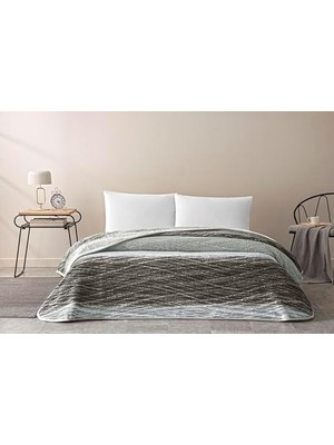 Storemax DESENLI%100 Pamuk Pamuk Battaniye, Gri, Çift Kişilik
