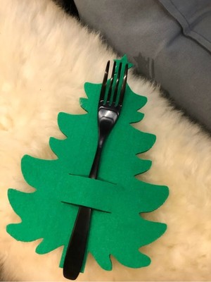 Empressco Yeşil 6 Adet Dekoratif Çam Ağacı Kaşıklık Seti, Şık ve Yılbaşı Temalı Sunumlar Için