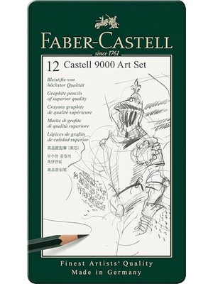 AyrStore Faber-Castell 9000 Dereceli Kurşun Kalem Seti, 12’li (8b, 6b, 4b, 2b, B, Hb, F, H, 2h, 3h, 4h, 5h)