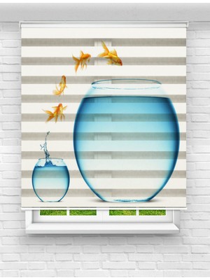 MAS Sevimli Balıklar ve Akvaryum Baskılı Zebra Perde | Çocuk Odası