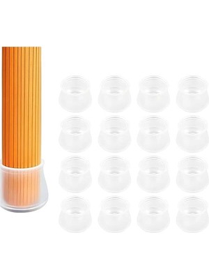 AyrStore 24 Adet Şeffaf Silikon Sandalye Bacak Koruyucu Kapak Seti | Kaymaz, Sessiz, Yuvarlak