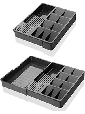 AyrStore Çekmece Içi Kaşıklık Düzenleyici, Ayarlanabilir Çatal Bıçak Organizatör (Antrasit)