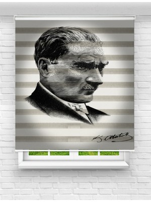 MAS Mustafa Kemal Atatürk Baskılı Zebra Perde | Desenli Stor Perde