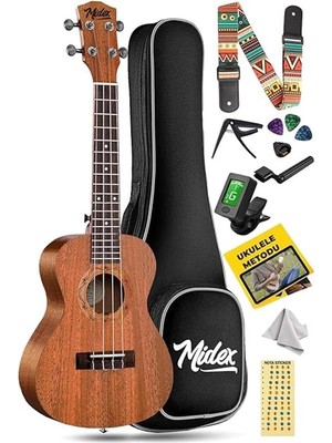 AyrStore TN-26MC Case Hakiki Ağaç Tenör Ukulele (Çanta Tuner Askı Metod Yedek Tel)