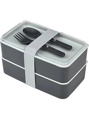 AyrStore 4 Bölmeli Çatal Kaşıklı Plastik Beslenme Saklama Kutusu MIT1095