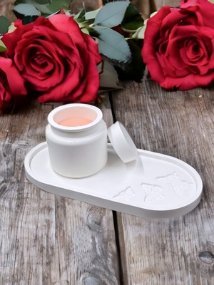 Dekoratif Sunumluk %100 Doğal Soya Mum Seti Özel Tasarım Kaplar ve Kabartmalı Sunumluk | Ev Dekorasyonu, Hediyelik ve Aromaterapi Için Zarif Seçenek