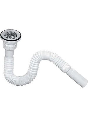 AyrStore Lavabo Gider Hortumu/körüklü Lavabo Sifonu/eviye Gider Borusu (Paslanmaz Çelik Süzgeçli ve