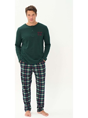 Remsa Erkek Penye Uzun Kol Pijama Takımı 2250 Acı Yeşil