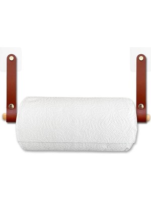 AyrStore Yapışkanlı Ahşap & Deri Tuvalet Kağıtlığı | Banyo Kağıt Havluluk, Havlu Peçetelik | Wc