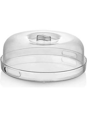 AyrStore Şık Kristal Kek Fanusu Tutma Saplı 27 cm | Ikramlık Sunumluk (Yuvarlak)