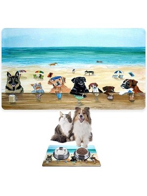 AyrStore Mama ve Su Evcil Hayvan Beslenme Matı, Kolay Temizlenen Emici Su Geçirmez Kumaş, Küçük Orta