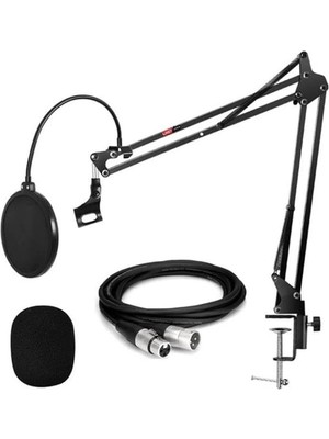 AyrStore NB39PSX Set Stüdyo Masa Mikrofon Standı Pop Filtre Xlr Kablo
