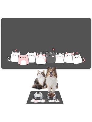 AyrStore Mama ve Su Evcil Hayvan Beslenme Matı, Kolay Temizlenen Emici Su Geçirmez Kumaş, Küçük Orta