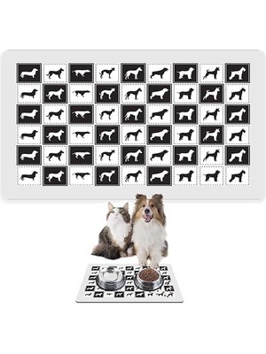 AyrStore Mama ve Su Evcil Hayvan Beslenme Matı, Kolay Temizlenen Emici Su Geçirmez Kumaş, Küçük Orta