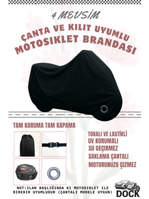 Dock Siyah Yuki QM50QT-6E Snoopy Çanta ve Kilit Uyumlu Motosiklet Brandası(4 Mevsim)