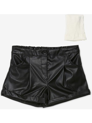 Lc Waikiki Yeni Sezon Beli Lastikli Kız Bebek Şort ve Külotlu Çorap 2'li Takım