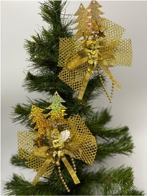 Empressco Yılbaşı Çam Ağacı ve Melek Süsleri, Gold Simli Set, Şık ve Şenlikli Dekorasyon