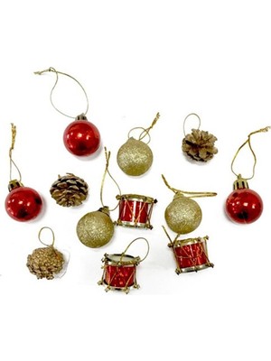 Empressco Yılbaşı Temalı 12'li Renkli Ağaç Süsü Seti, Neşeli Dekorasyon Parçaları