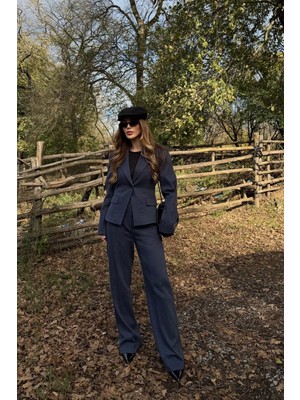 Laluvia Lacivert Tek Düğmeli Ceket Pantolon Takım - 9480