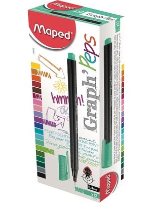 Kitabevimden Maped Fineliner Graph Peps 0.4 mm Zümrüt Yeşili 12 Li 74912202-12-LI-PKT