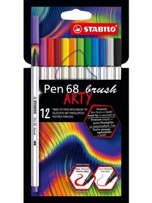 Kitabevimden Stabilo Keçe Uçlu Boya Kalemi Pen 68 Brush Arty 12 Renk