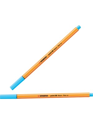 Kitabevimden Stabilo Keçe Uçlu Ince Kalem  ( 10 Adet) 88 Point 0.4 mm Fosforlu Mavi 88/031