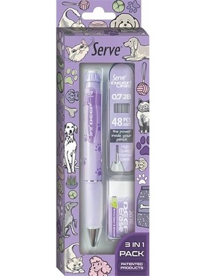AyrStore Doğa Desenli Deep Kalem, Deep Silgi ve Deep Min, 0.7 Mm, Lavanta
