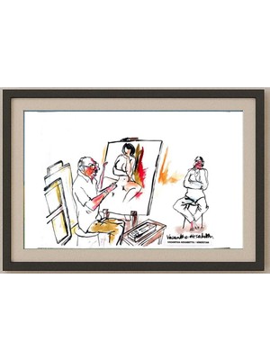 Karikatural Vasantha Hosabettu 35X25CM Orijinal Karikatür Tablo