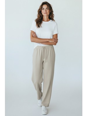 Kadın Beli Lastikli Cepli Paçası Pensli Spor Pantolon