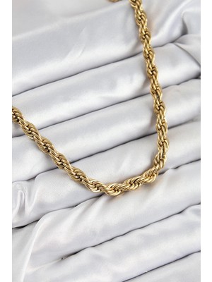 316L Çelik Burgu Model Gold Renk Kadın Kolye - TJ-BKO10485