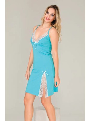 Nightlove Lady Dantelli Mini Yırtmaç Penye Gecelik
