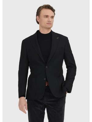 Ramsey Siyah Shirt Shoulder Slim Fit Yün Karışımlı Ceket