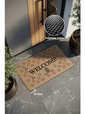 Welcome, Renkli Halkalar, Daireler, Renkli Dış Kapı Önü Paspası, Uzun Ömürlü Dayanıklı Paspası, Çeyiz Eşyası Ev Eşyası