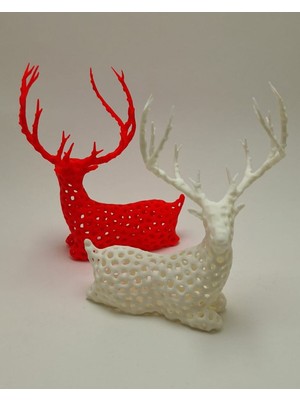 Empressco Kırmızı Oturan Geyik Biblo Çiftliği, Dekoratif Masa ve Raf Süsü Seti