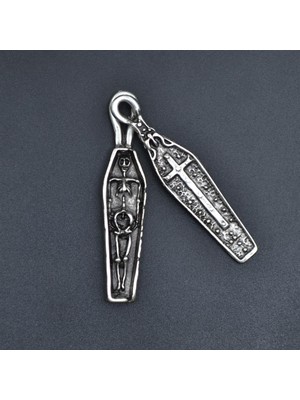 Alooya Tabut İskelet Haç Gümüş Kaplama Kolye Ucu