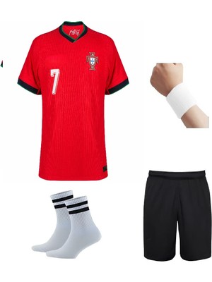 Andream Portekiz Ronaldo Kırmızı  Milli Takım Futbol Çocuk Forması 4’lü Set