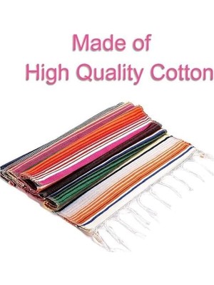 Storemax Masa Örtüsü, Premium Kalite 35X215 cm El Yapımı Pamuk Kumaş, Şık Çizgili Desen ve Püskül Detaylı, Özel Günler ve Günlük Kullanım Için Masa Dekorasyonu