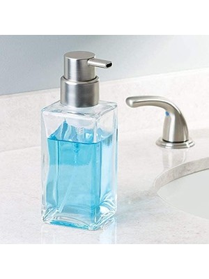 Storemax 70565EU Casilla Modern Köpük Sabunluk, Mutfak, Banyo Için, 6,8 x 6,8 x 18,9 Cm, Şeffaf/fırçalanmış, Cam