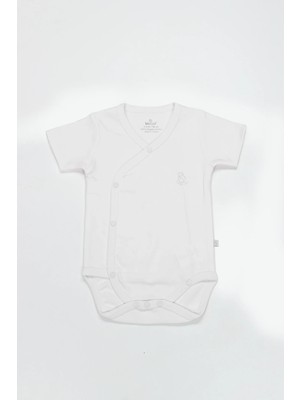 Moda Şahsenem Bistyle Organik Natural Basic Style Kruvaze Yarım Kol Body BS17101 Beyaz