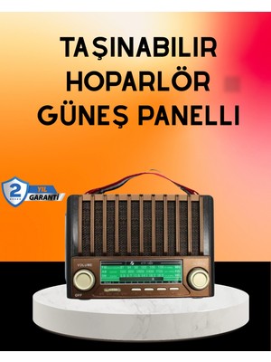 Astraltech Solar Şarjlı Taşınabilir Radyo Bluetooth Hoparlör USB Sd Destekli