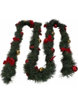 Empressco Yeşil Çam Dalı 2.5 Metre Süslü Dekor Garland, Yılbaşı ve Özel Günler Için Şık Süs