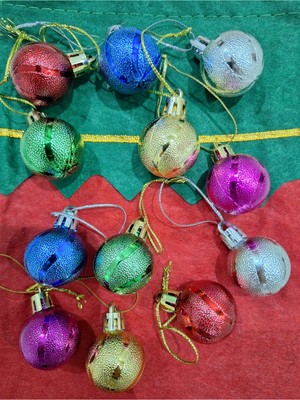 Empressco Çok Renkli Yılbaşı Disko Topu Süsler 12 Adet, 3 Cm, Eğlenceli Dekorasyon Malzemesi