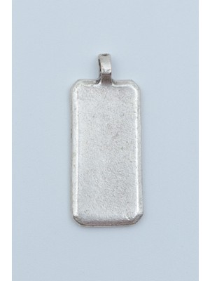 Alooya Geometrik - Dikdörtgen Gümüş Kaplama Kolye Ucu