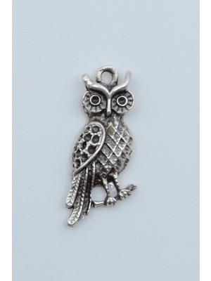 Alooya Minimal Baykuş Gümüş Kaplama Kolye Ucu